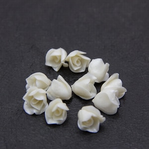 Pearl Buds Roses Polymer clay 0,36 &quot;-0,4&quot; (0,9-10mm), Roses Beads Jewelry Making, Wedding Beads, Handmade Bridal Beads