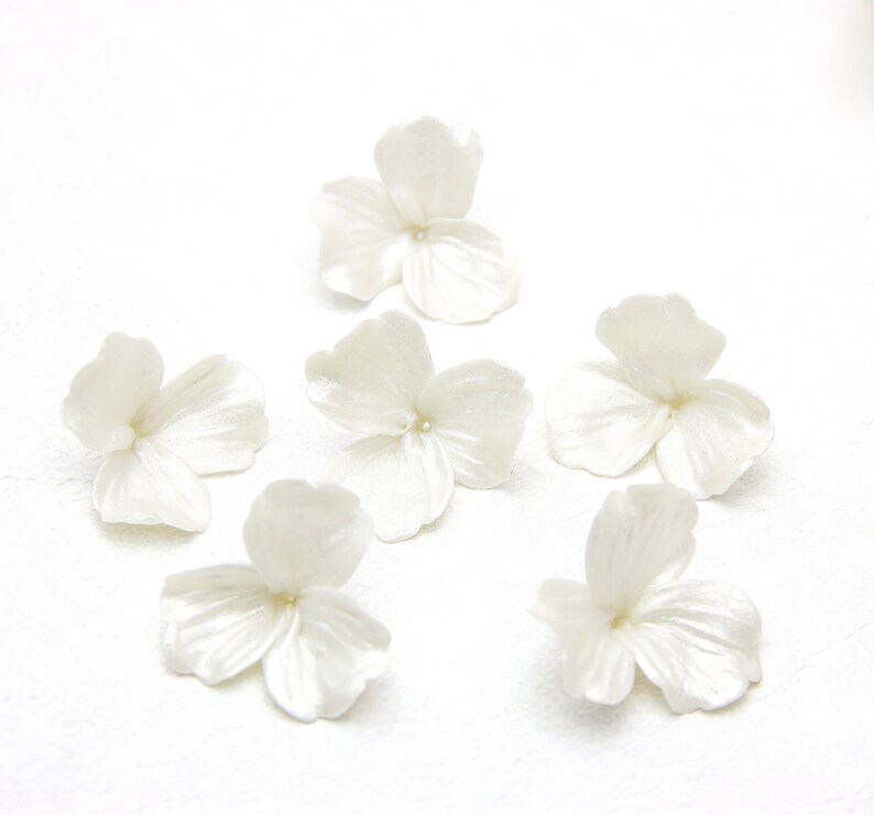 10 pcs Pearl Flower Beads Polymer clay 12,5cm, 1.43,5cm, Floral Beads Jewelry Making, Flower for tiaras, Pearl effect image 10