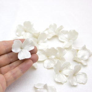 10 pcs Pearl Flower Beads Polymer clay 12,5cm, 1.43,5cm, Floral Beads Jewelry Making, Flower for tiaras, Pearl effect image 3