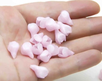 20 x Pink Clay Flower Beads Jewerly Making (Set 10 pcs), Translucent Pink Floral Beads 0.48"- 0.5" (12-14mm). Supplies Flowers Beads