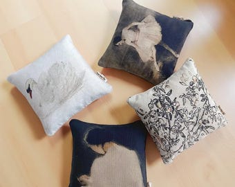 Miniature Throw pillow, Fine Art Style Mini Throw pillow, 1:6 Scale Dollhouse