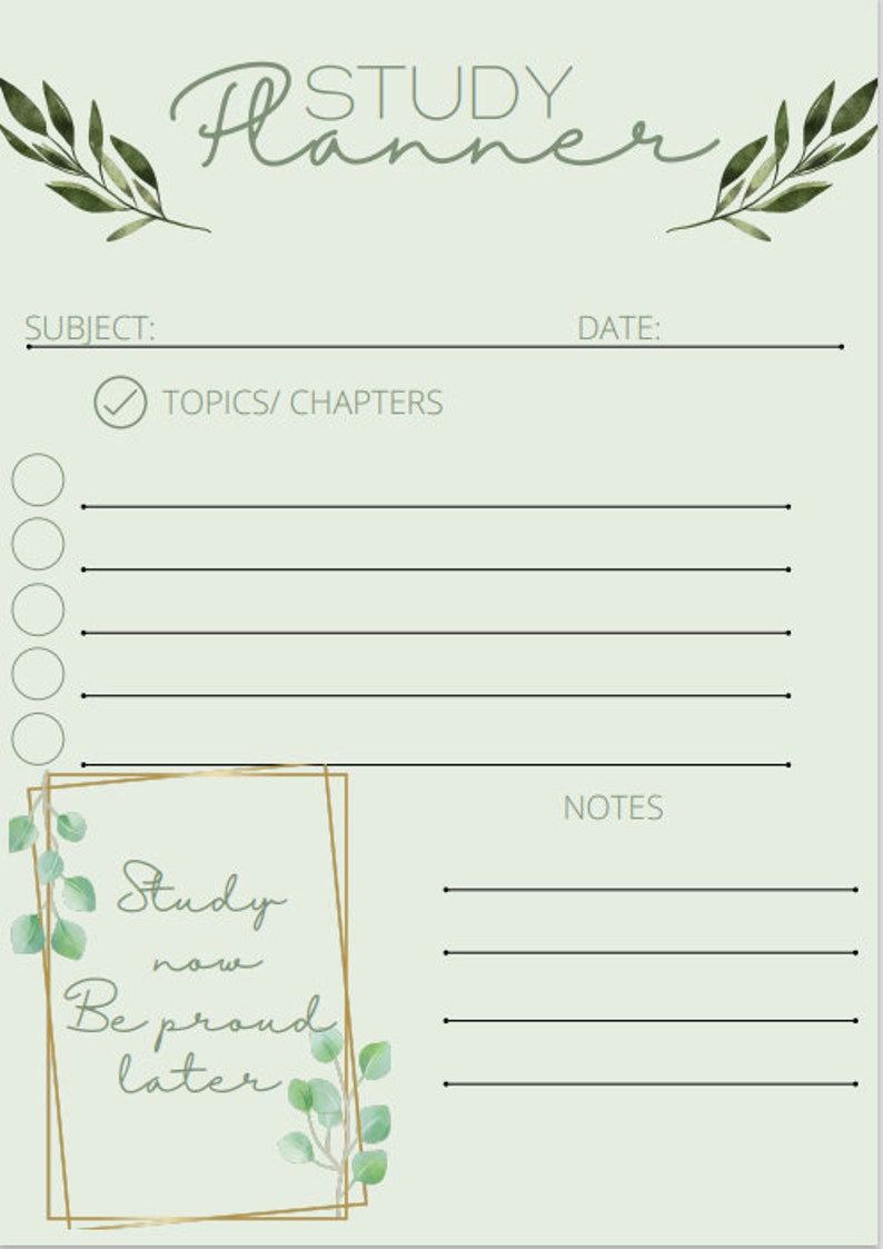 Study Planner Printable to Do List Etsy
