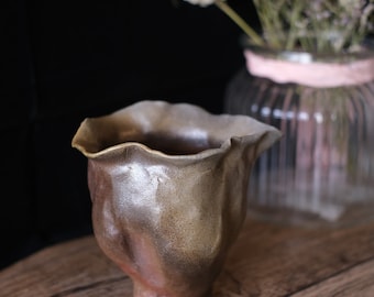 Woodfire handmade milk jug crude pottery cup gloos