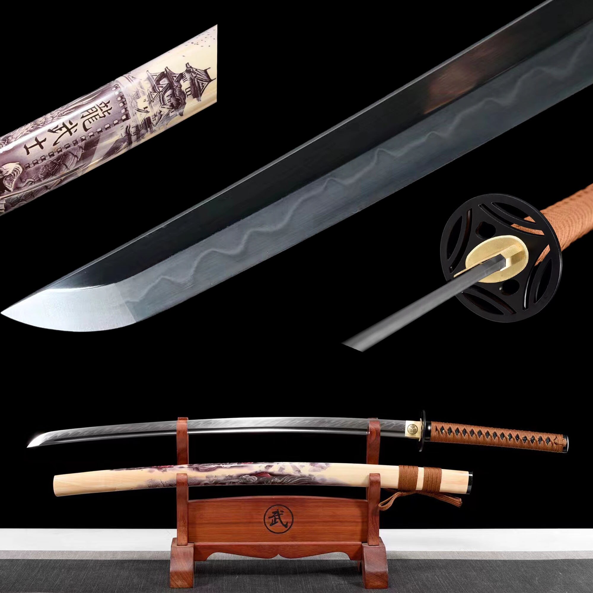 A Set of Wooden Weapons for Aikido Bokken Daito-ryu, Jo, Tanto From Ash and  a Bag for Carrying and Storage. -  Hong Kong