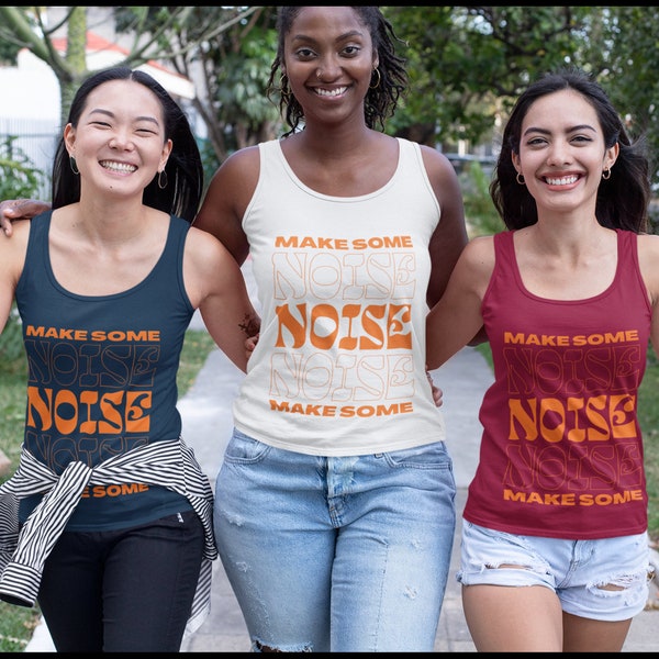 Make Some Noise Racerback Tank | Sports tank top | Make Some Noise | Baseball tank | Football tank | Durham Bulls | Orange lettering sports