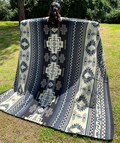 Handcrafted Alpaca Wool Blanket Blue White Navajo King Reversible Indigenous Crafters Soft Warm Throw Southwestern FREE SHIPPING! Home Gift product logo