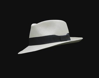 Genuine Panama Hat from Montecristi Ecuador - Fedora Fino - High quality hat made of toquilla straw |   Handmade Sun hat | For men and women