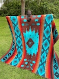 Handcrafted Alpaca Wool Blanket turquoise Navajo King Reversible Southwestern Indigenous Crafters. Soft Warm Throw! FREE SHIPPING! Home Gift product logo
