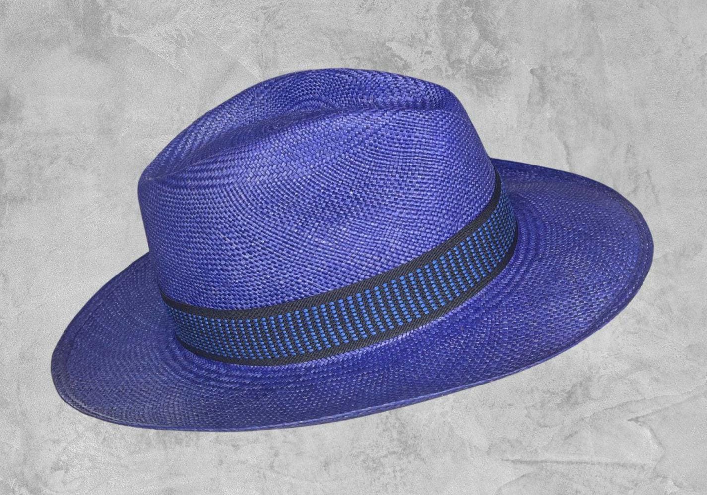 Unisex Classic Deep Blue Panama Hat - Handmade Short Brim | Electric Blue | Panama Hat – Zing Life Store  main image 4