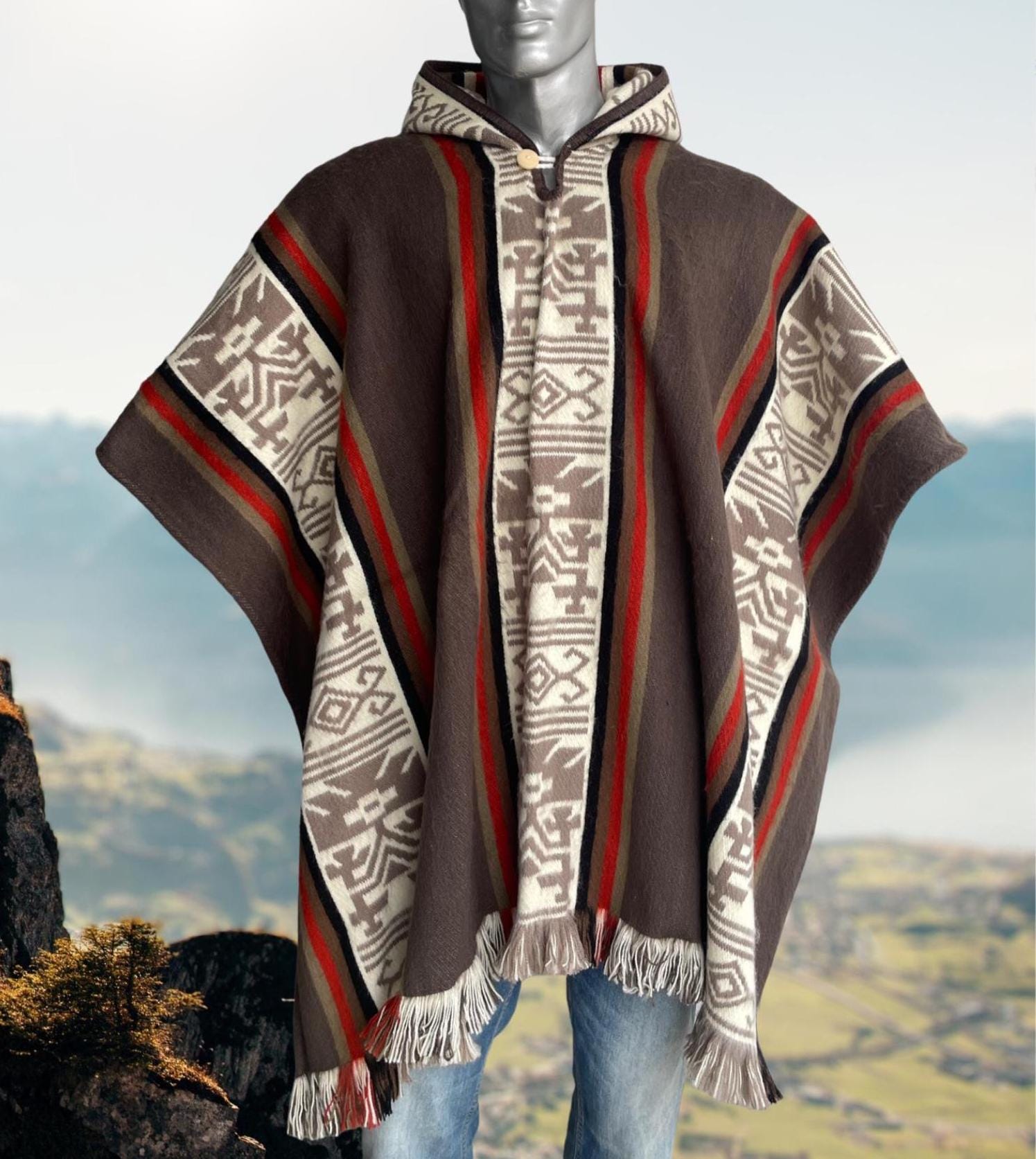 Wool Aztec Poncho New Zealand