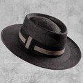 Genuine Panama Hat Ecuador - "Gambler" black Fino - High quality hat made of toquilla straw | Handmade Sun Hat | Boater | Men and women product logo