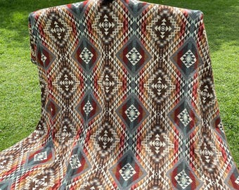 Handcrafted Alpaca Wool Blanket Brown Red Navajo Queen Size Reversible Indigenous Crafters Soft Warm Throw Southwestern FREE SHIPPING! Gift