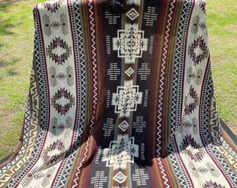 Handcrafted Alpaca Wool Blanket Brown Beige Navajo King Reversible Indigenous Crafters Soft Warm Throw Southwestern FREE SHIPPING! Home Gift