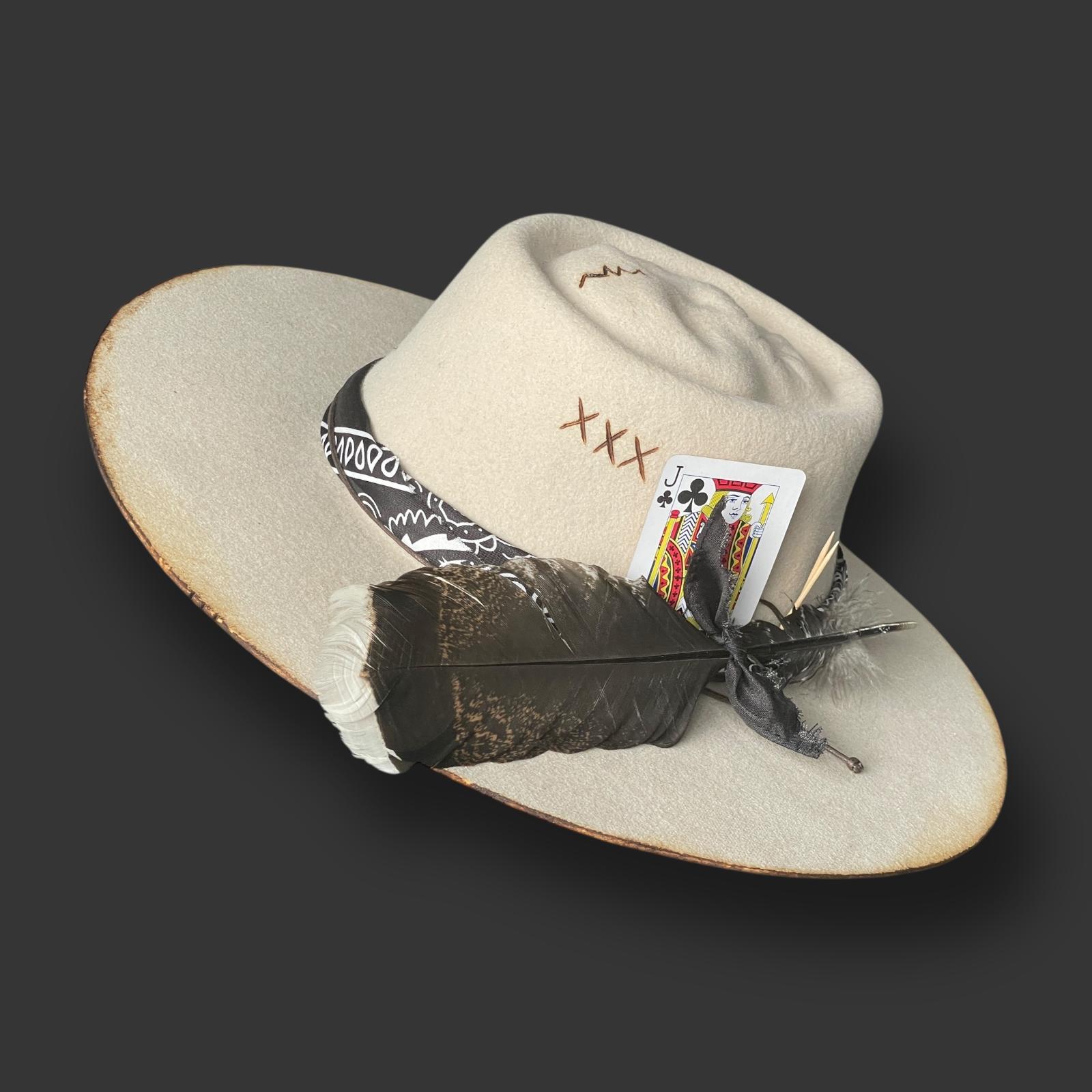 Joe Bill Miller gold straw woven cowboy hat w/ gold, white and navy hat ties. Joe Bill Miller Hat - Etsy main image 2