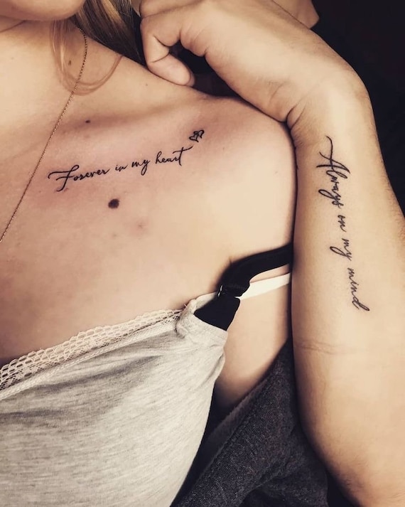 couples tattoo forever always writing tattoo small black  Reds Tattoo