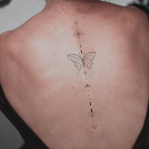 Tatuaje de mariposa ornamental / Tatuaje temporal / Tatuaje de - Etsy España