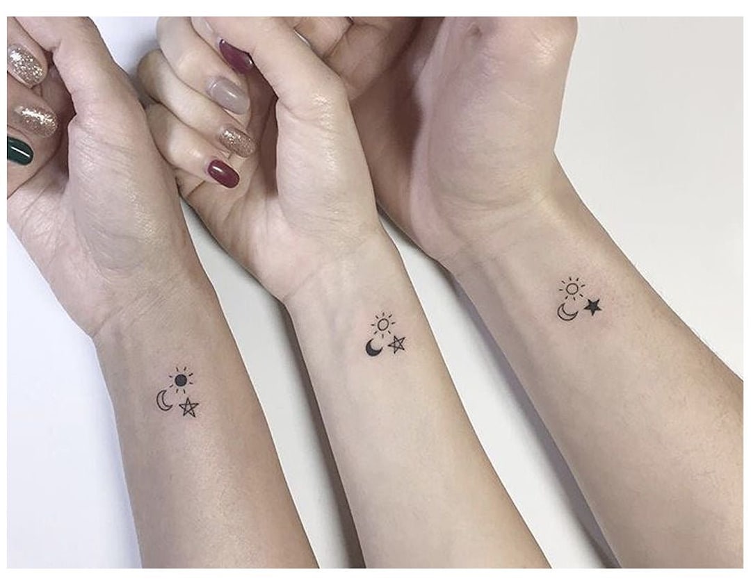 Sun Moon And Star Matching Matching Tattoo Family Tattoo Etsy UK sun-moon-and-star-matching-matching-tattoo-family-tattoo-etsy-uk