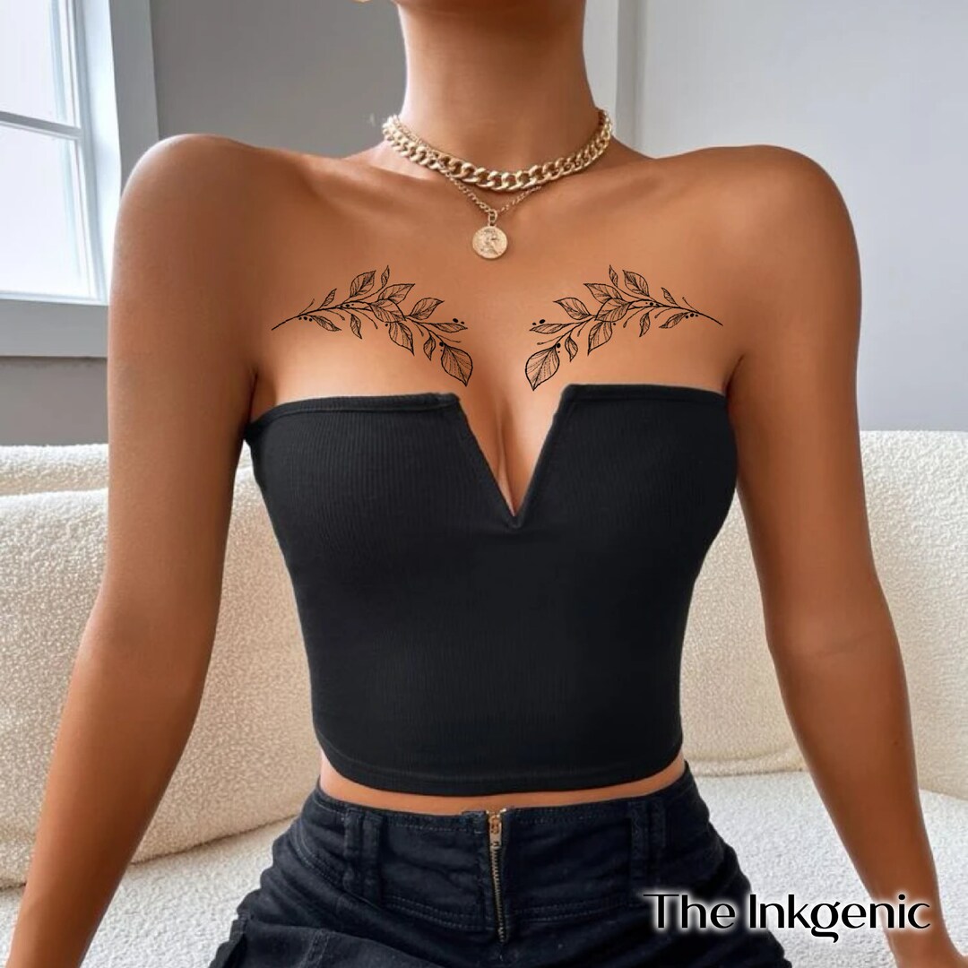 Foliage Tattoo Women Tattoo Lady Tattoo Chest Tattoo - Etsy Hong Kong
