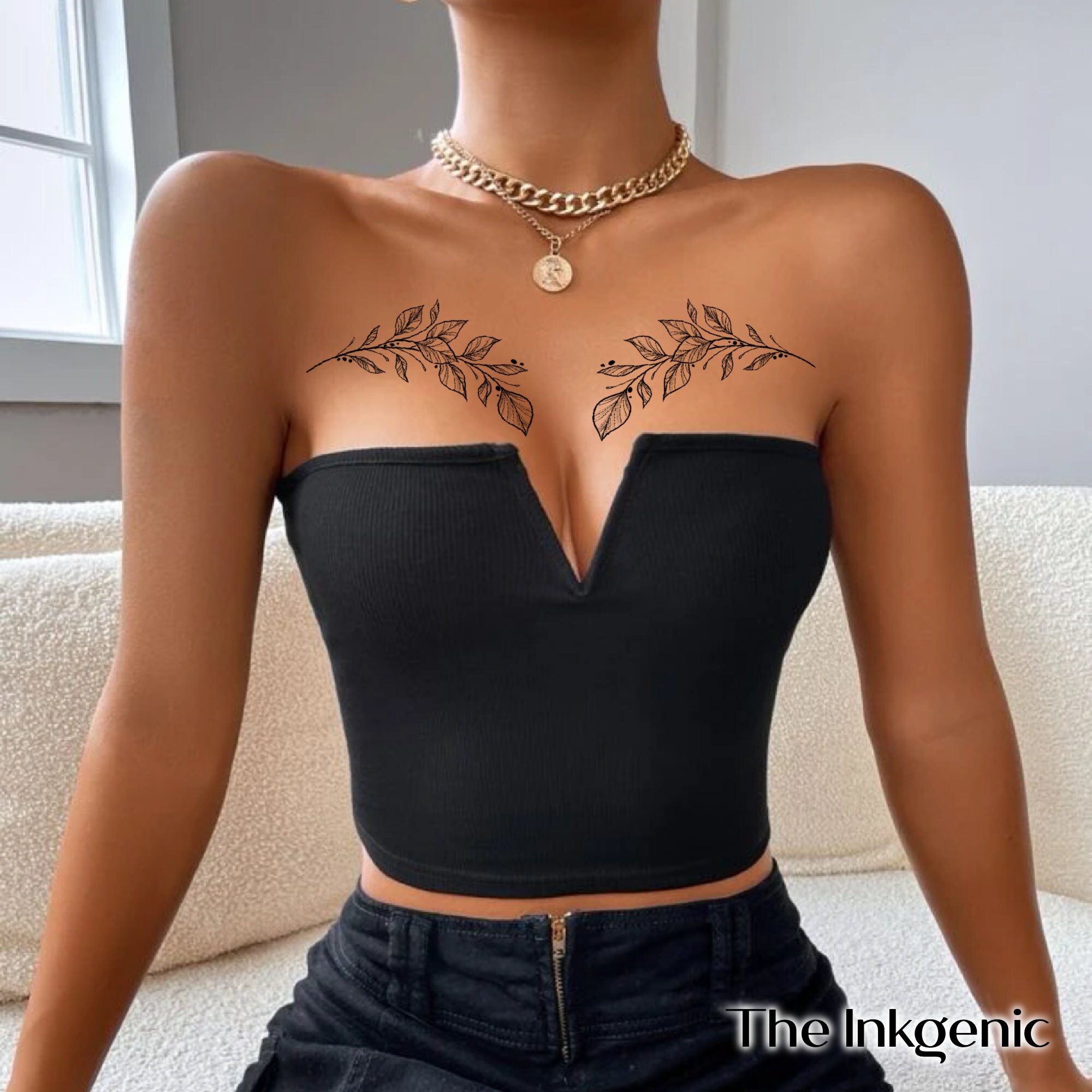 Buste Femme Tattoo Chest Femme Foliage Tattoo Women Tattoo Lady Tattoo Chest Tattoo - Etsy New Zealand
