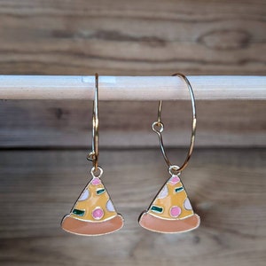 Cute Pizza Gold Plated Earrings.