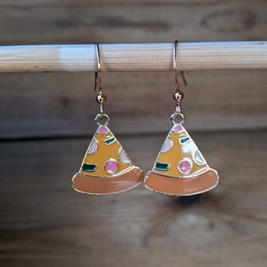 Cute Pizza Gold Plated Earrings.