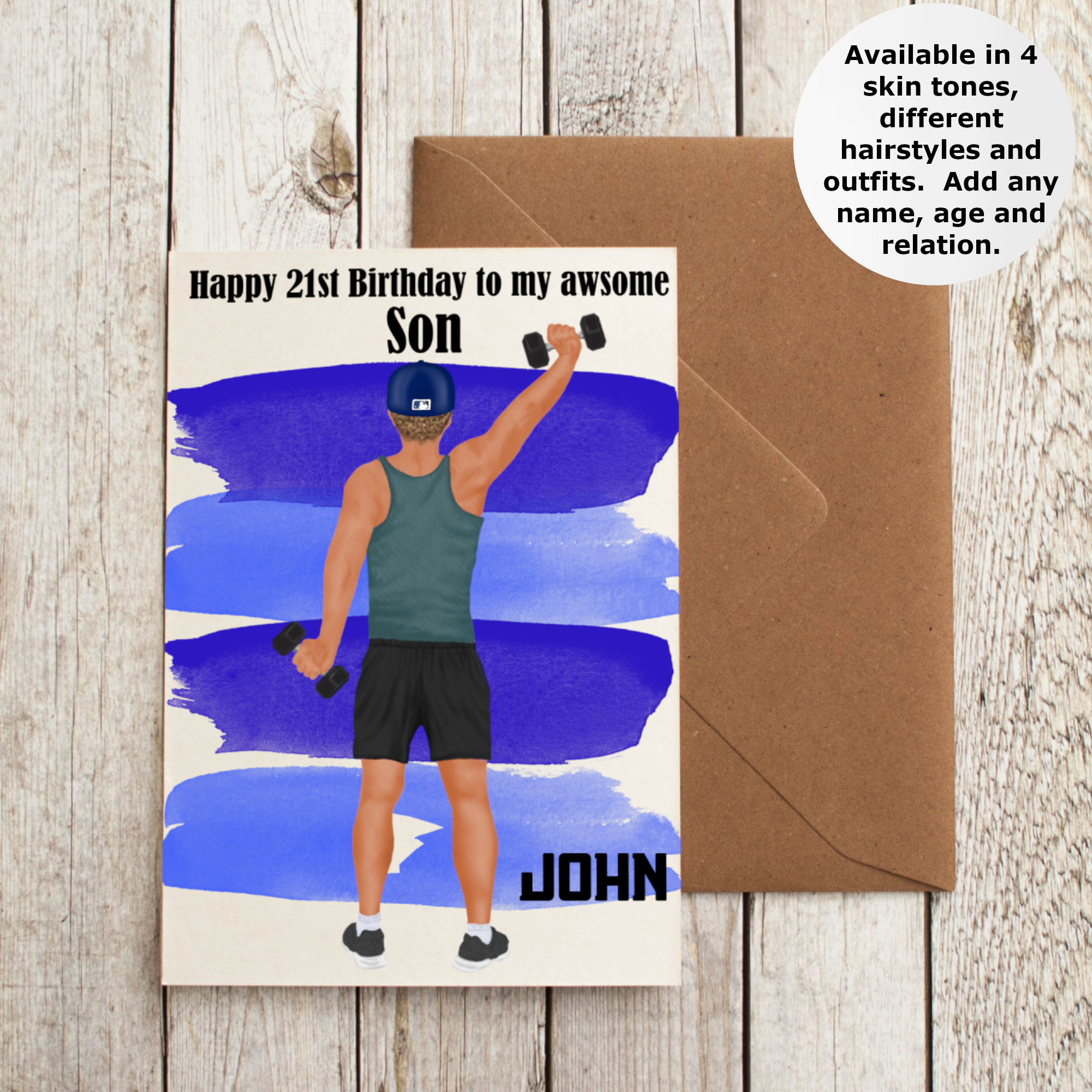 Personalised Birthday Card for Gym Lover, Greeting Card for Him, Card