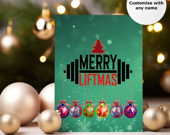 Merry Liftmas card, Gym Christmas, Fitness Card, For Him, For Her, Crossfit Christmas Card, Weight Lifter, Personal Trainer, Gym Lover