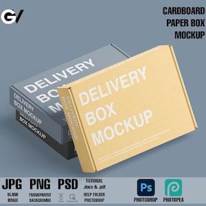 Cardboard Paper Box mockup, Paper Box mockup, Gift box mockup, Delivery box mockup, Postage Box mockup, Mailer Box mockup, Box mockup, Boxes