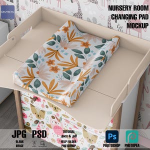 Nursery room Changing Pad Mockup, Nursery room mockup, kid room mockup, wall mockup, changing pad mockup, baby pad mockup, infant room PSD