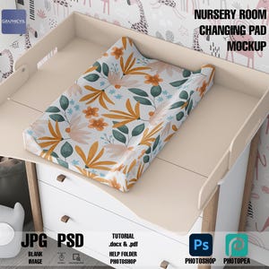 Nursery room Changing Pad Mockup, Nursery room mockup, kid room mockup, wall mockup, changing pad mockup, baby pad mockup, infant room PSD
