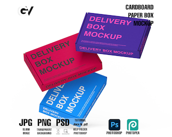 Cardboard Box Mockup, Paper Gift, Delivery, and Postage (PSD)