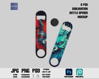Sublimation Bottle Opener Mockup: Metal PSD Template (6000x4000 300dpi)