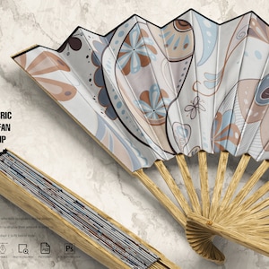 Fabric Hand Fan Mockup | fabric mockup, hand fan mockup, fan mockup, hand-held fan mockup, cloth fan mockup, portable fan mockup, Fan mockup