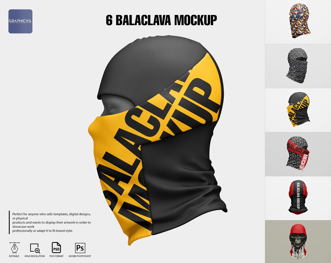 Dye Sublimation Balaclava Mockup Ski Mask Mockup Winter Face Mask