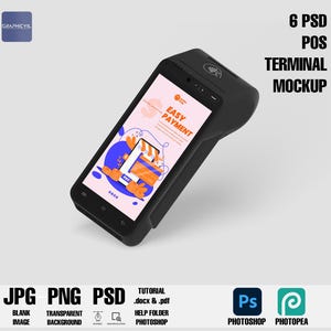 POS-Station Mockup, Point of Sale Mockup, Scan Card Mockup, Zahlung Mockup, Pay Mockup, Jetzt bestellen Mockup, Klemme Mockup POS-Geräte-Mockup