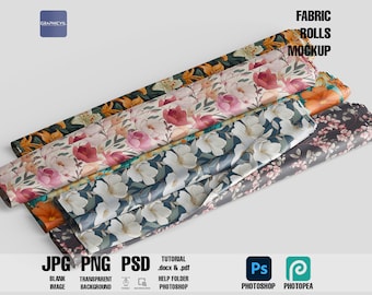 Maqueta de rollos de tela: Patrón textil personalizable (PSD)