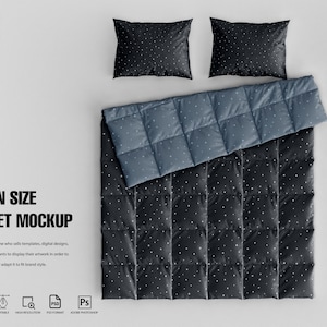 Twin Size Duvet and Pillow Mockup | Duvet mockup, duvet, pillow mockup, duvet set, bedding, bed mockup, bedding mockup, home decor mockup