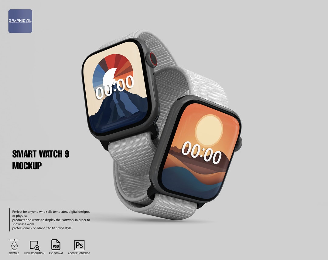 Apple Watch Series 9 Mockup Watch Mockup, Watch Template, Technology