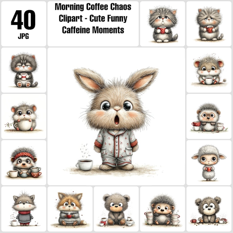 Coffee Animals Clipart – Funny Caffeine Jpgs (digital Download - Etsy