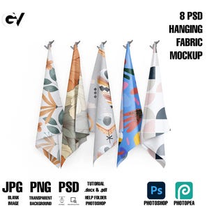 Hängende Stoff Mockup: Personalisierbar Textil (PSD)