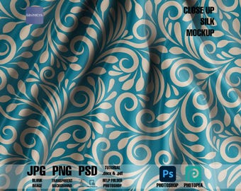 Silk Fabric Mockup: Patterned Cloth PSD (6000x4000 300dpi)