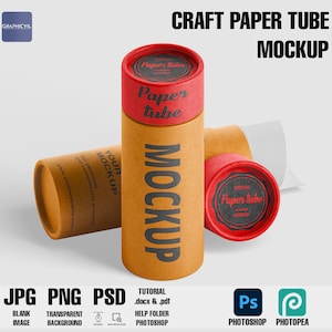 Craft paper tube mockup, tube mockup, paper tube, Kraft paper tube mockup cardboard tube mockup cylindrical box mockup paper cylinder mockup