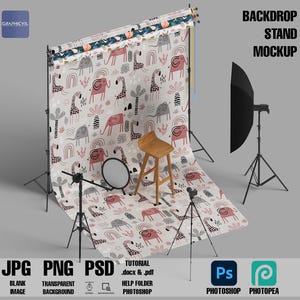 Backdrop Stand studio mockup, Stupid backdrop mockup, Backdrop set mockup, Banner mockup, Product banner stand, Portable backdrop mockup