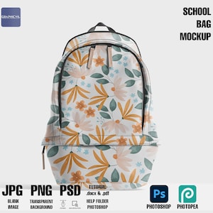 Sublimation backpack mockup, sublimation book bag mockup, sublimation bag mockup, back to school bookbag mockup, School back pack mockup PSD
