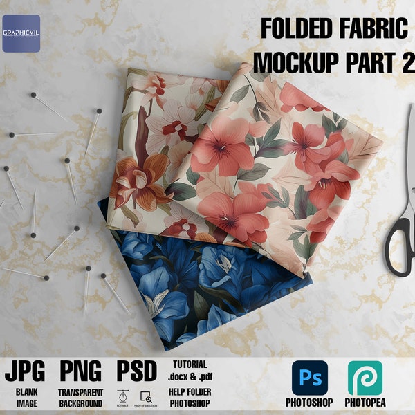 Folded Fabrics Mockup | fabric, folded fabric, pattern mockup, pattern template, fabric, wrapped cloth, wrapped fabric mockup, mapped fabric