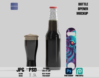 Sublimation Bottle Opener Mockup: Metal Design (PSD)