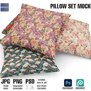 Pillow Set Mockup: Pattern Template (PSD)