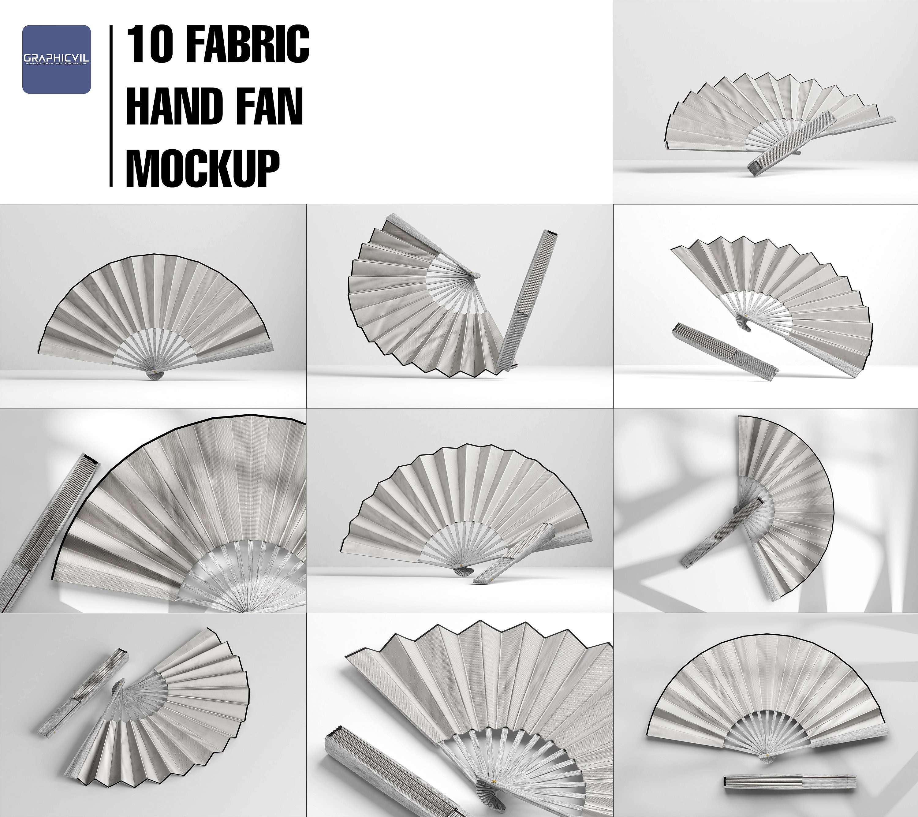 Fabric Hand Fan Mockup Fabric Mockup, Hand Fan Mockup, Fan Mockup, Hand
