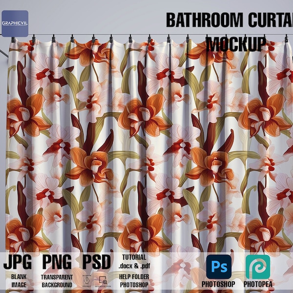 Curtain Mockup, Bathroom Mockup 1 PSD , shower mockup, Bathroom curtain mockup, Bath Mockup, tub, Divider Model, Fabric mockup, fabric PSD