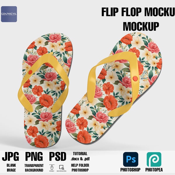 Flip flops Mockup, 1 PSD, Sandal mockup, beach footwear mockup, thong sandals mockup, slipper mockup, summer footwear mockup, open-toe shoes